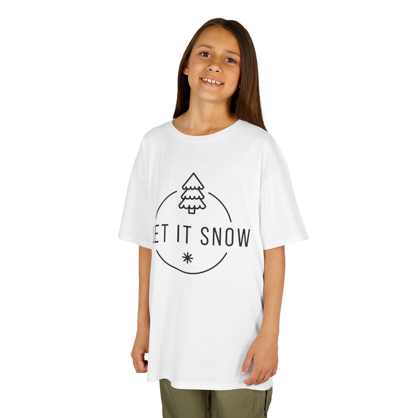 Let It Snow Kinder T-Shirt aus schwerer Baumwolle - Winter- und Urlaubsspaß