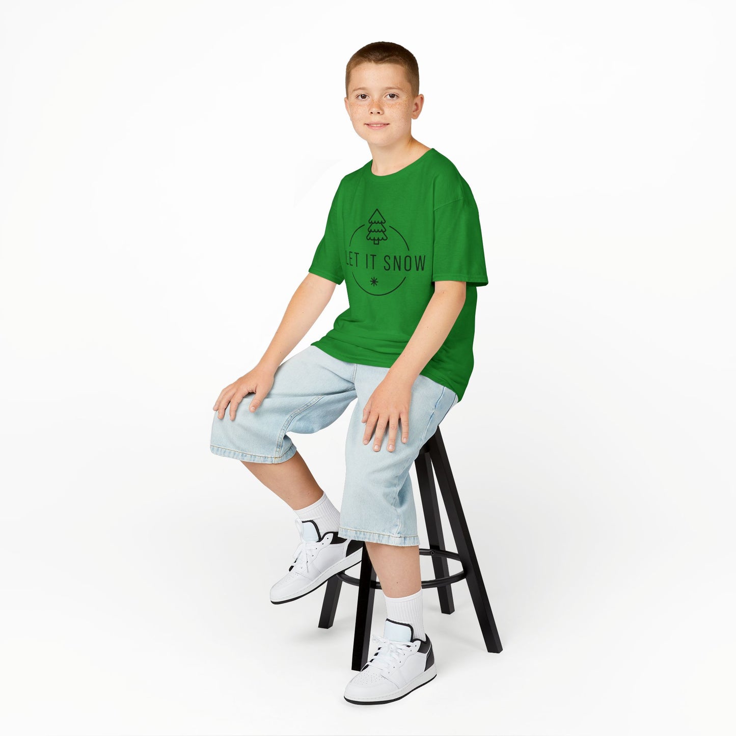 Let It Snow Kinder T-Shirt aus schwerer Baumwolle - Winter- und Urlaubsspaß