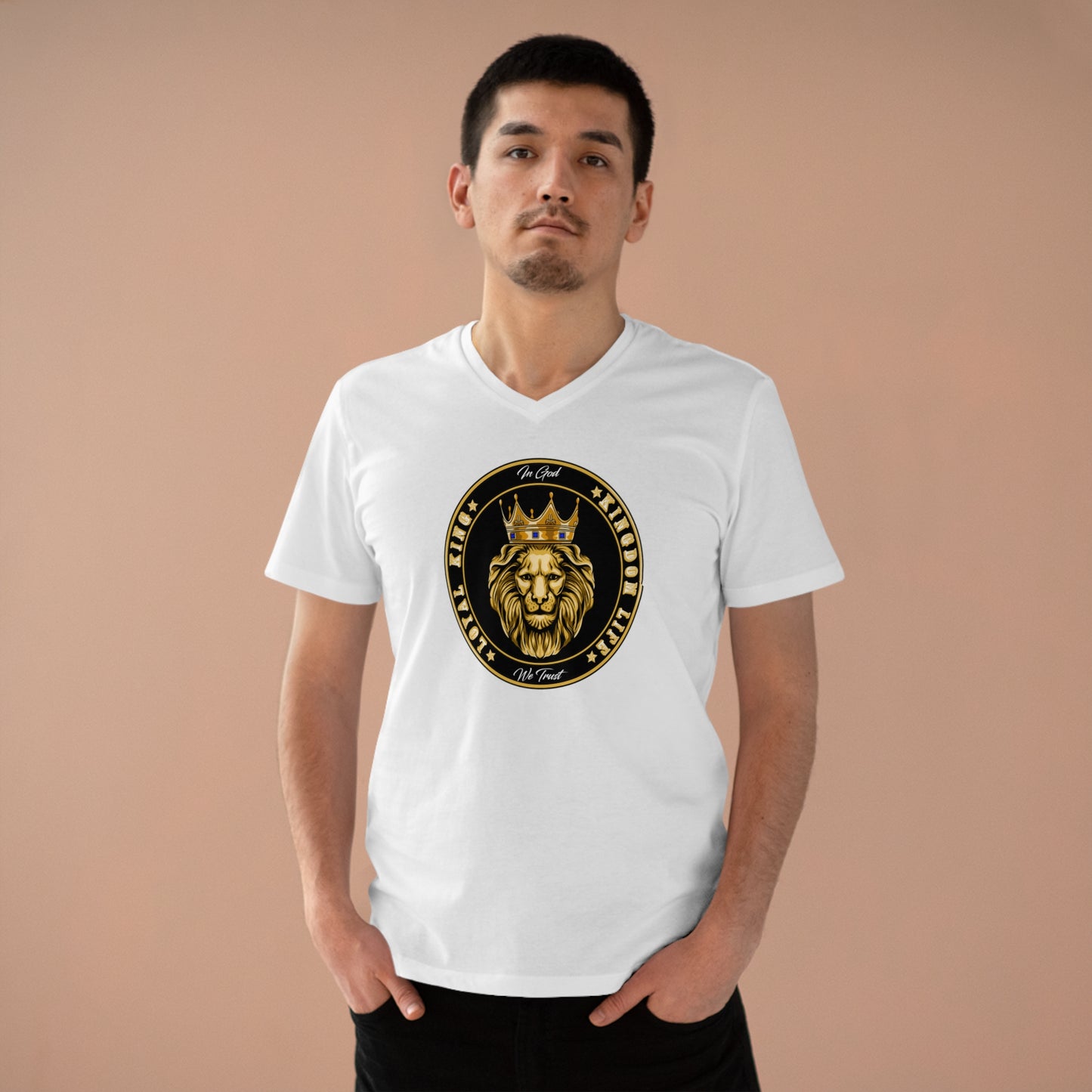 Men's V-Neck T-Shirt - LOYAL KING Design - Confident & Stylish Apparel