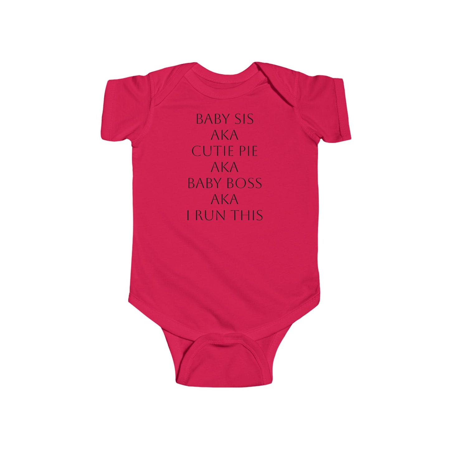 Red baby bodysuit with BOLD LINES faith design – front view