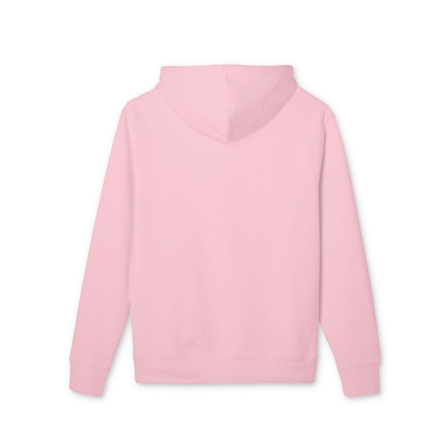 Back view of babypink hoodie with classic streetwear silhouette, imprint: MOM