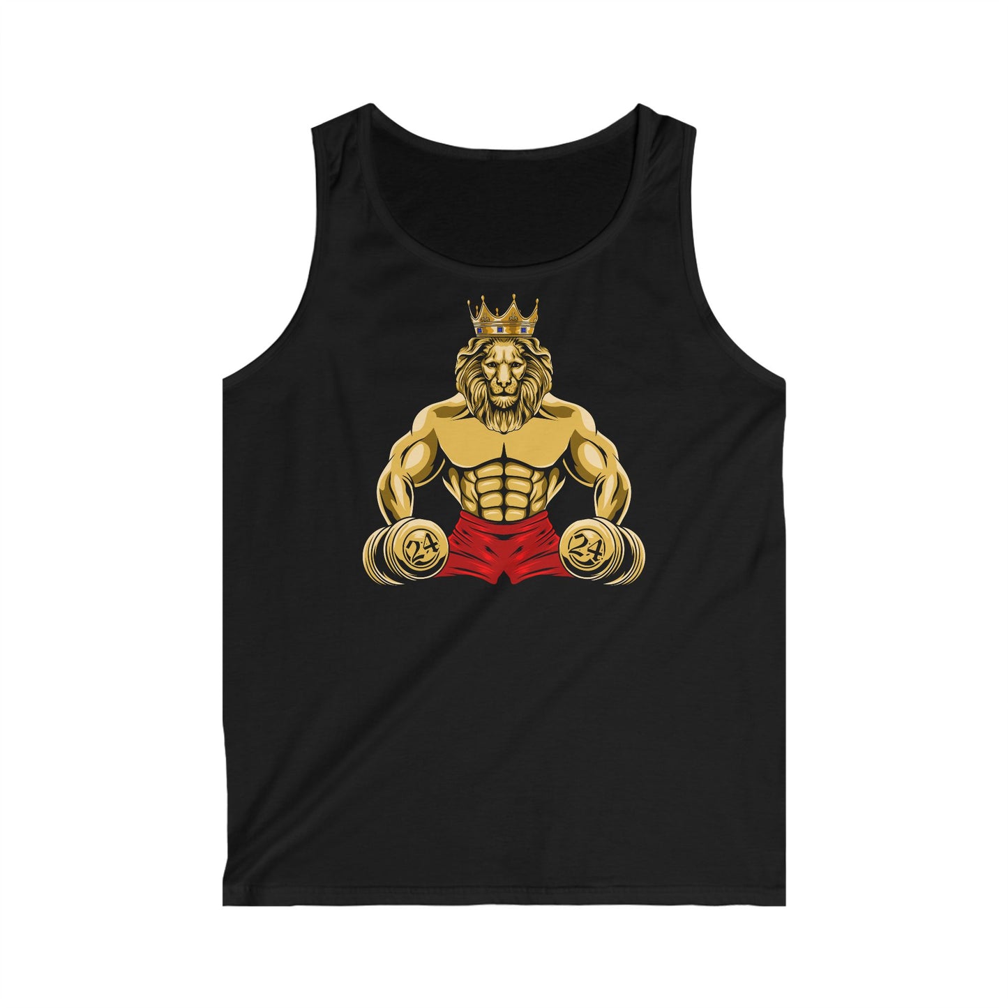 Black tank top with MUSCLE LION imprint for faithliving and showing your faith through style