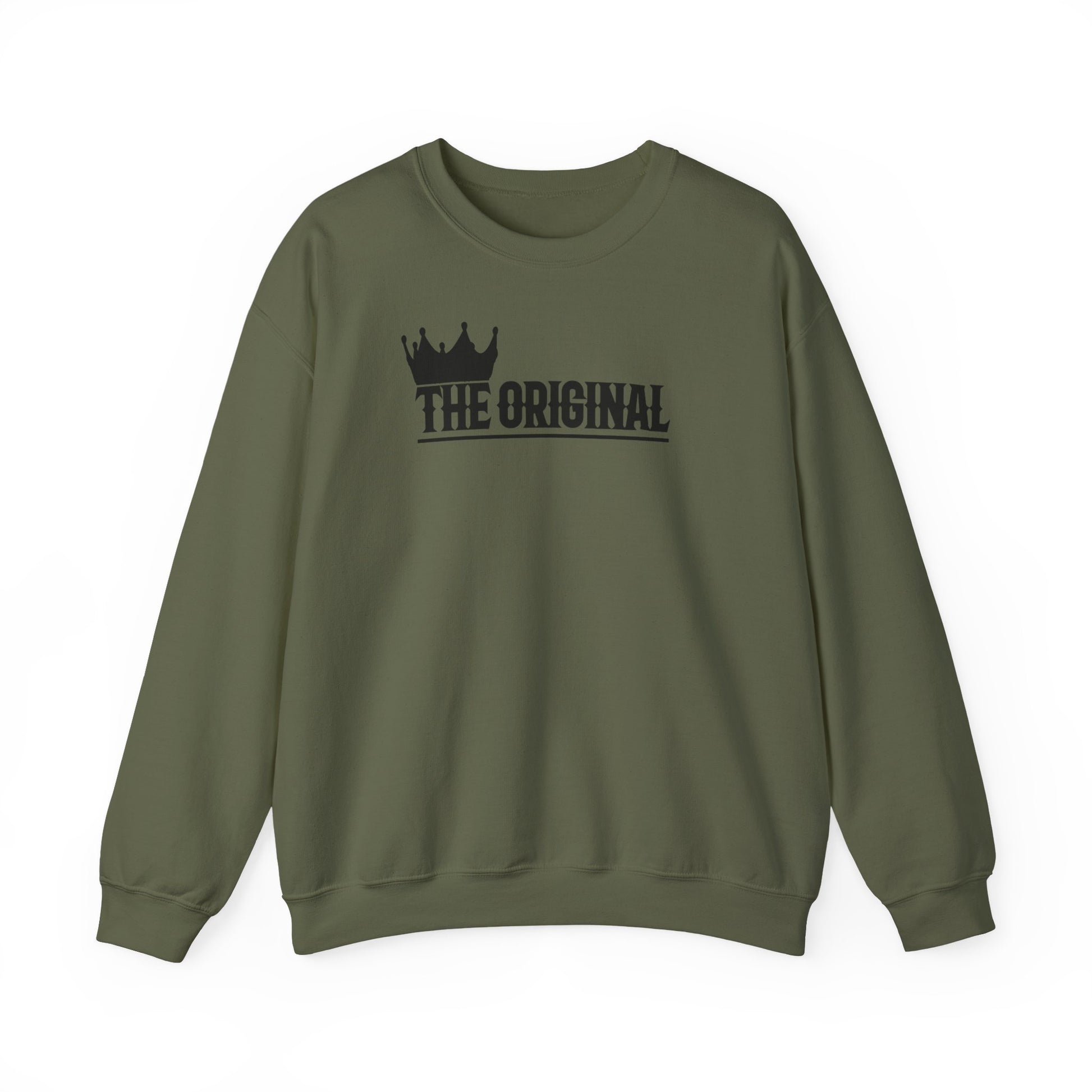 Faith-based streetwear sweatshirt flat lay with black The Original