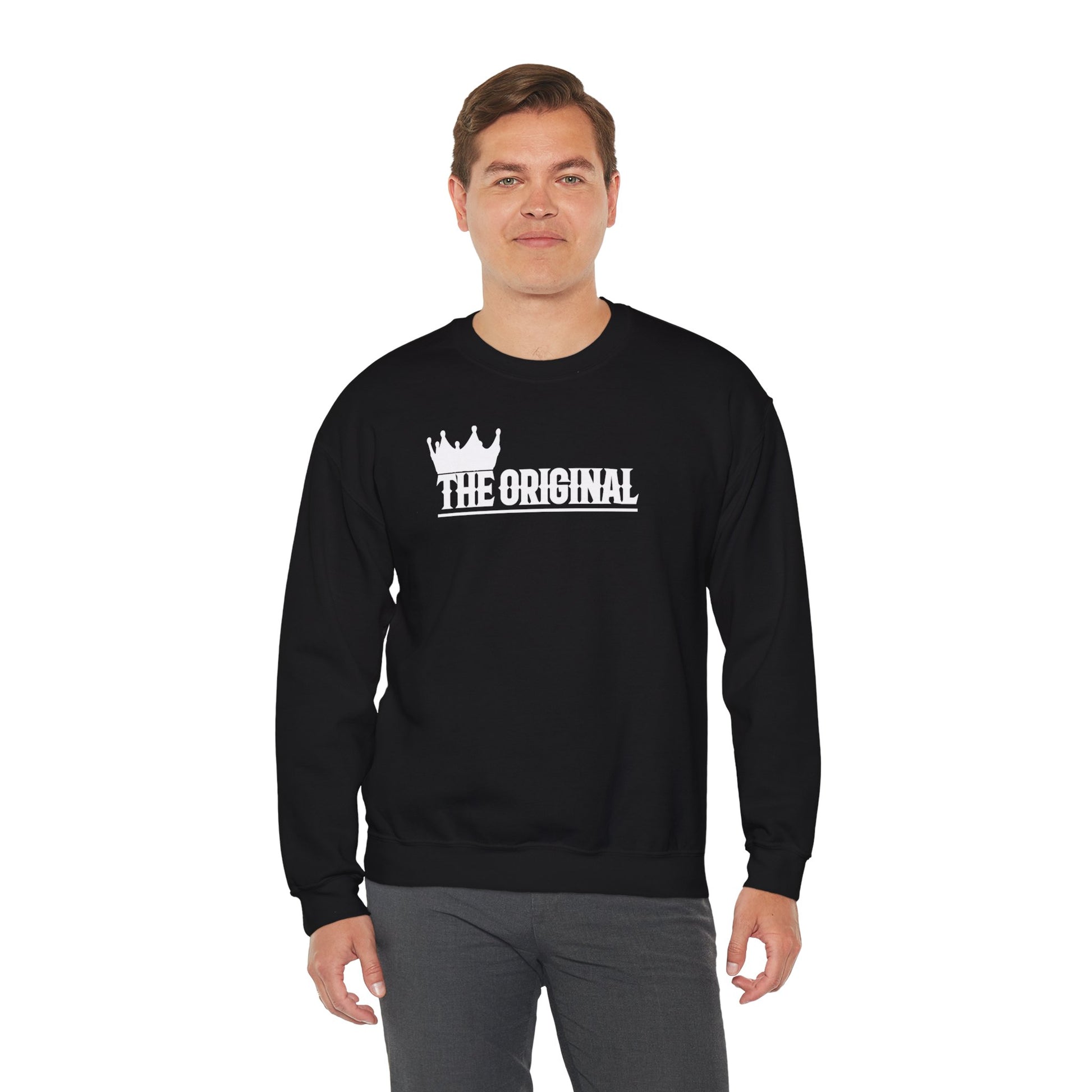 Model showing comfort fit of The Original embroidered sweatshirt