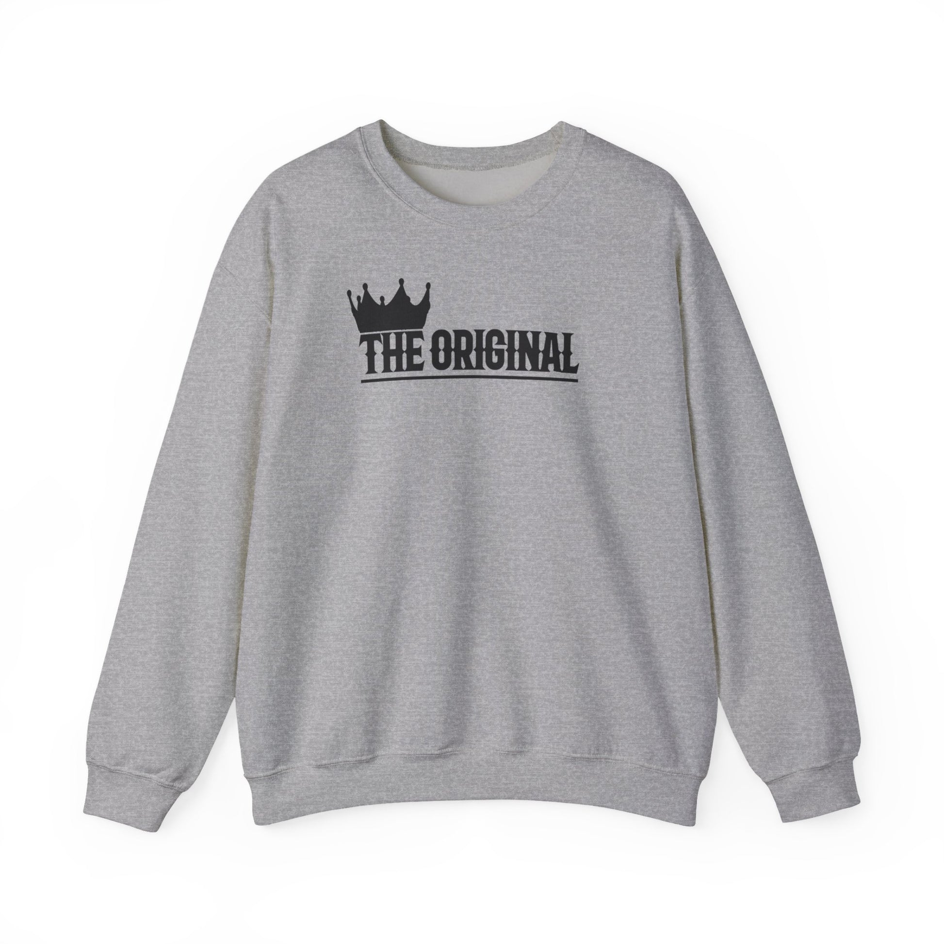 Flat lay of The Original sweatshirt with black chest imprint - faithwear