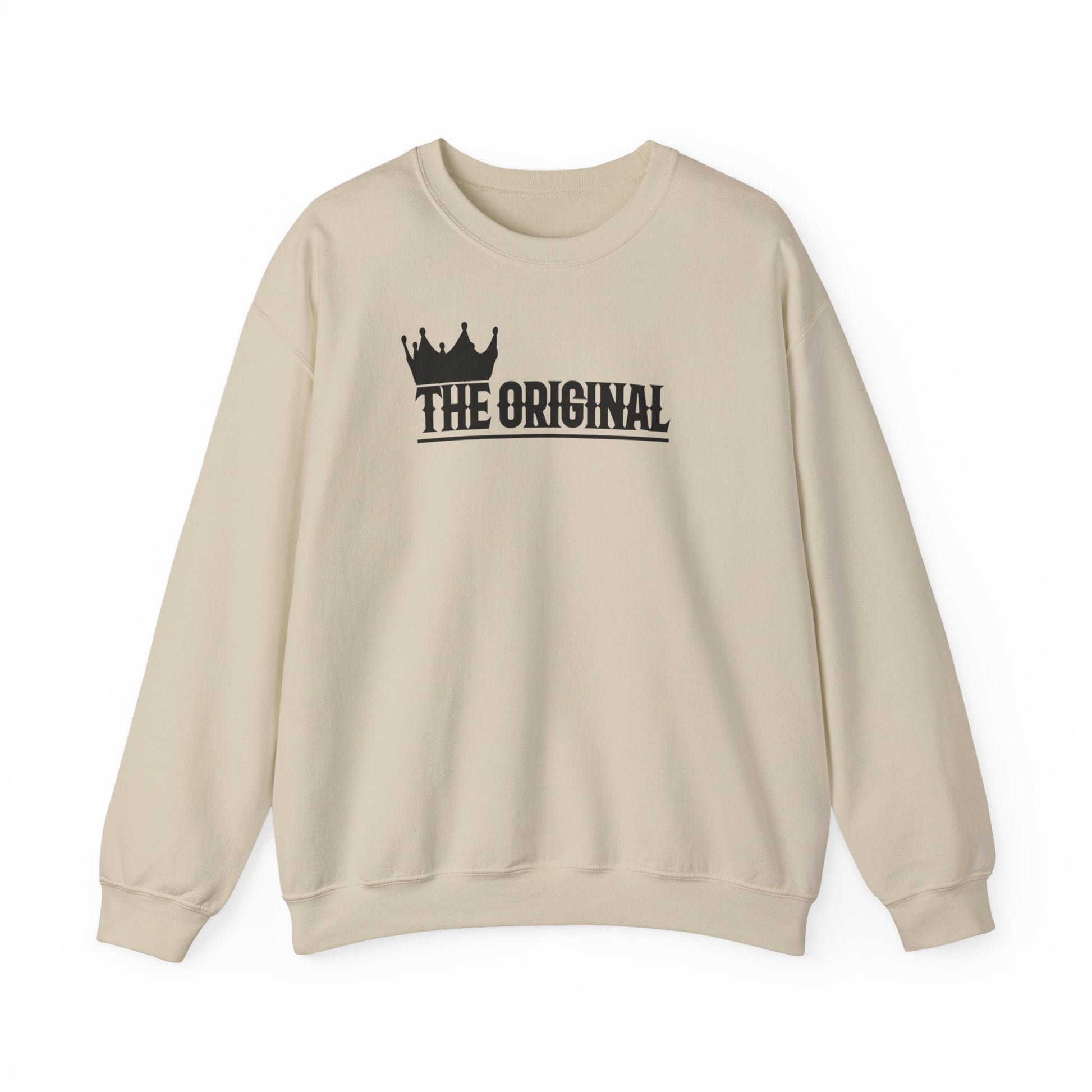 Minimalist unisex sweatshirt front with subtle The Original branding