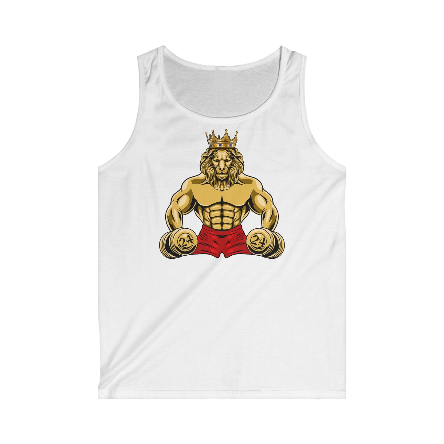 White tank top with our imprint MUSCLE LION