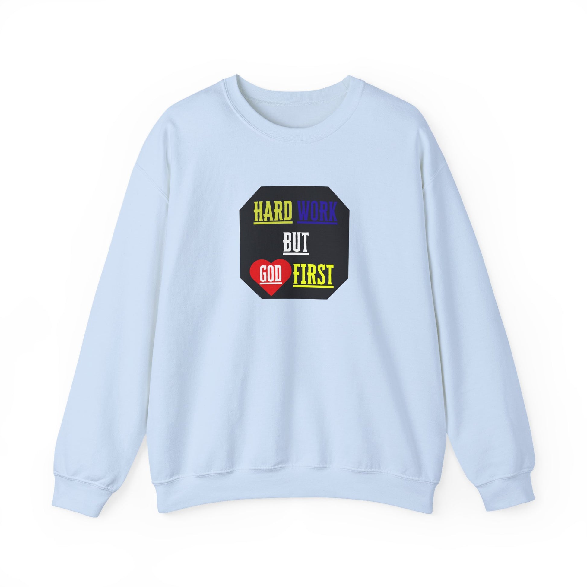Unisex baby blue Christian sweatshirt with bold lines design