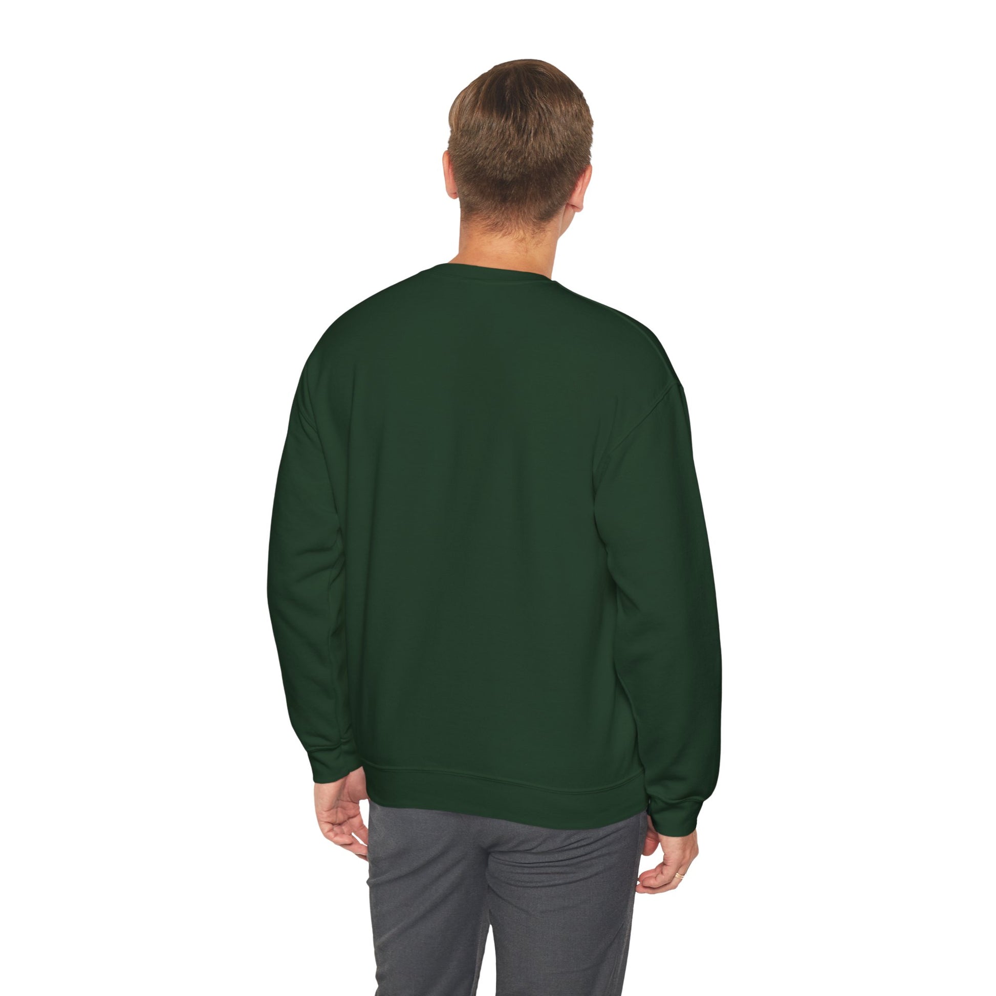 Back view of BOLD LINES Christian sweatshirt in army green tone