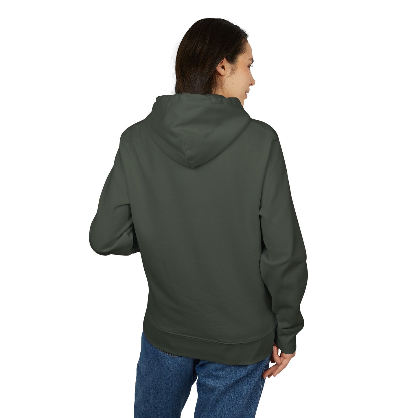 Back view of MOM hoodie on model with classic streetwear silhouette from The Original