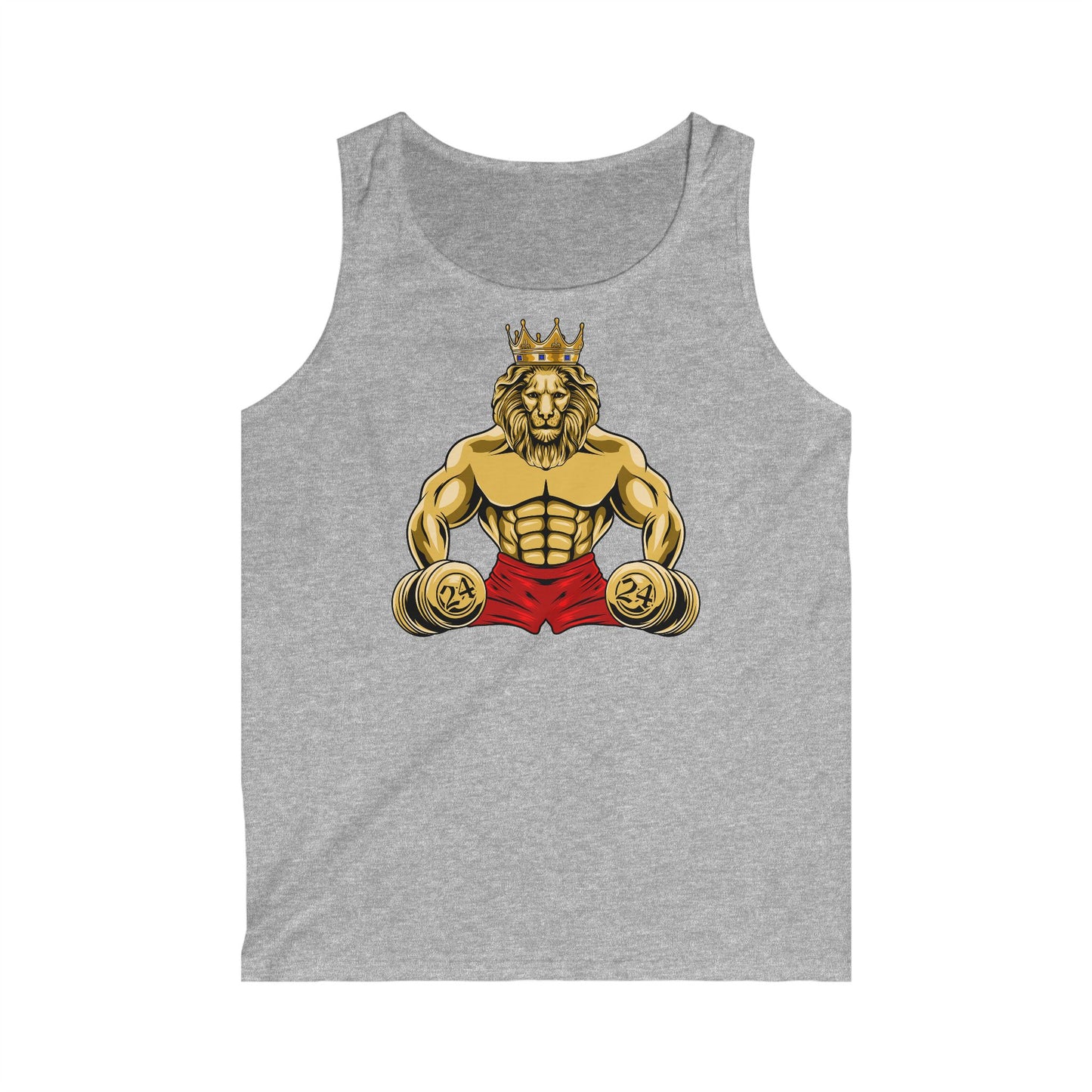 grey tank top with MUSCLE LION imprint for christian living in streetwear