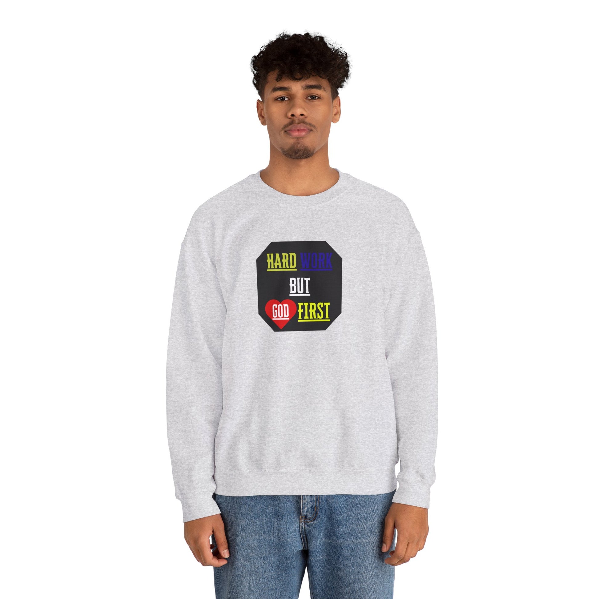 Inspirational Christian sweatshirt on model