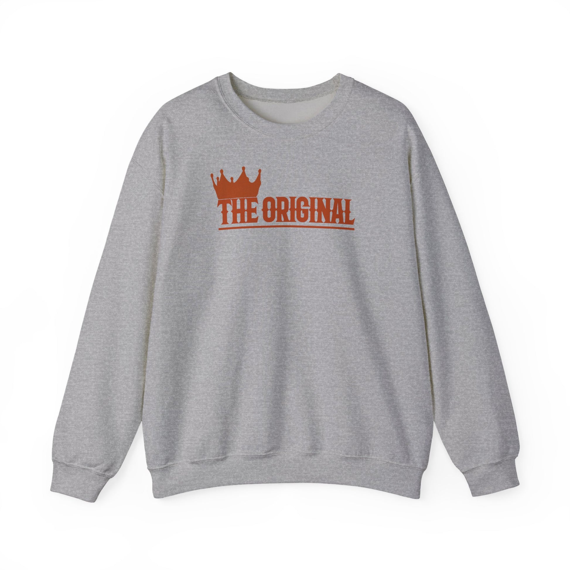 Product photo of sweatshirt with red The Original logo, flat front display