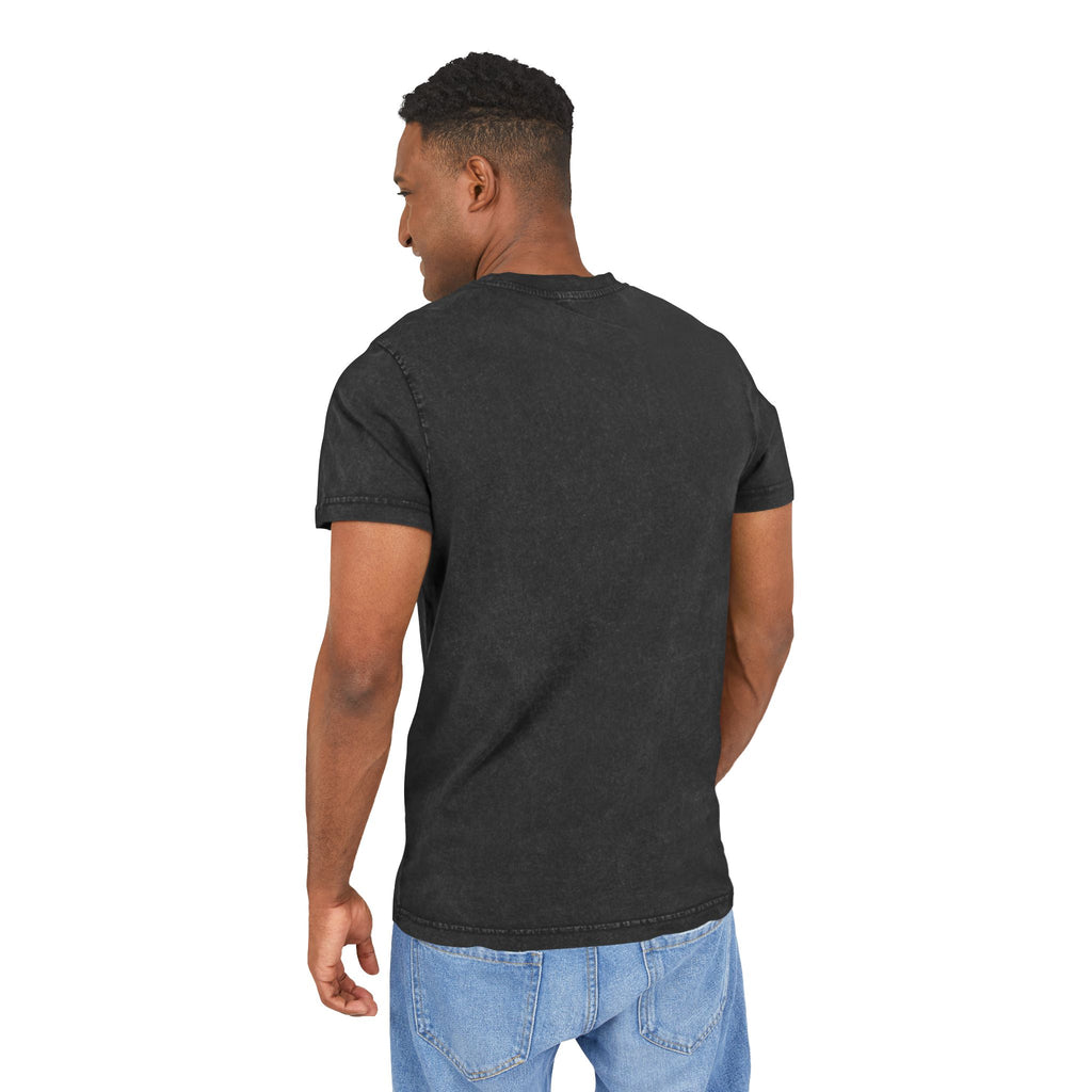 Unisex "THANK GOD" Acid-Washed Black Tee — Vintage Washed Crewneck T-Shirt