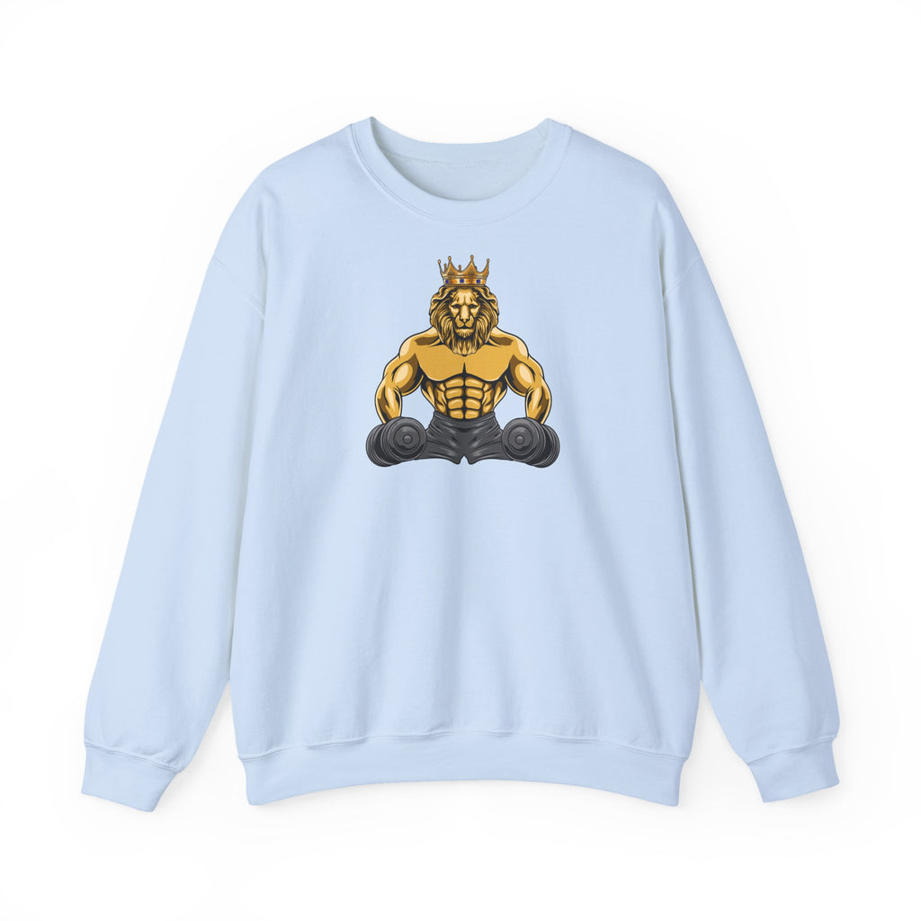 MUSCLE LION (grey) Sweatshirt - faith living, be strong and courages