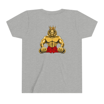 MUSCLE LION (red shorts)Youth Tee - Be Strong and Courageous