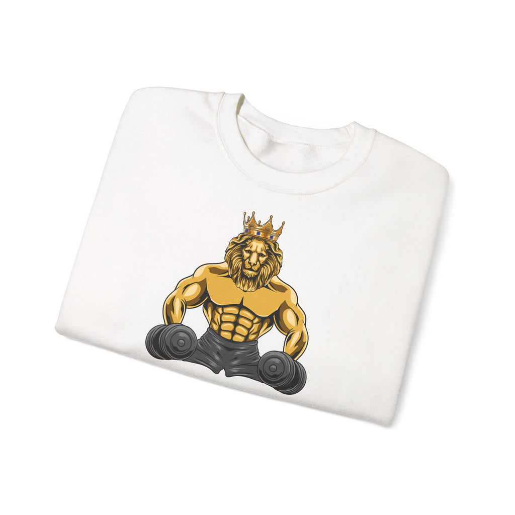 MUSCLE LION (grey) Sweatshirt - faith living, be strong and courages