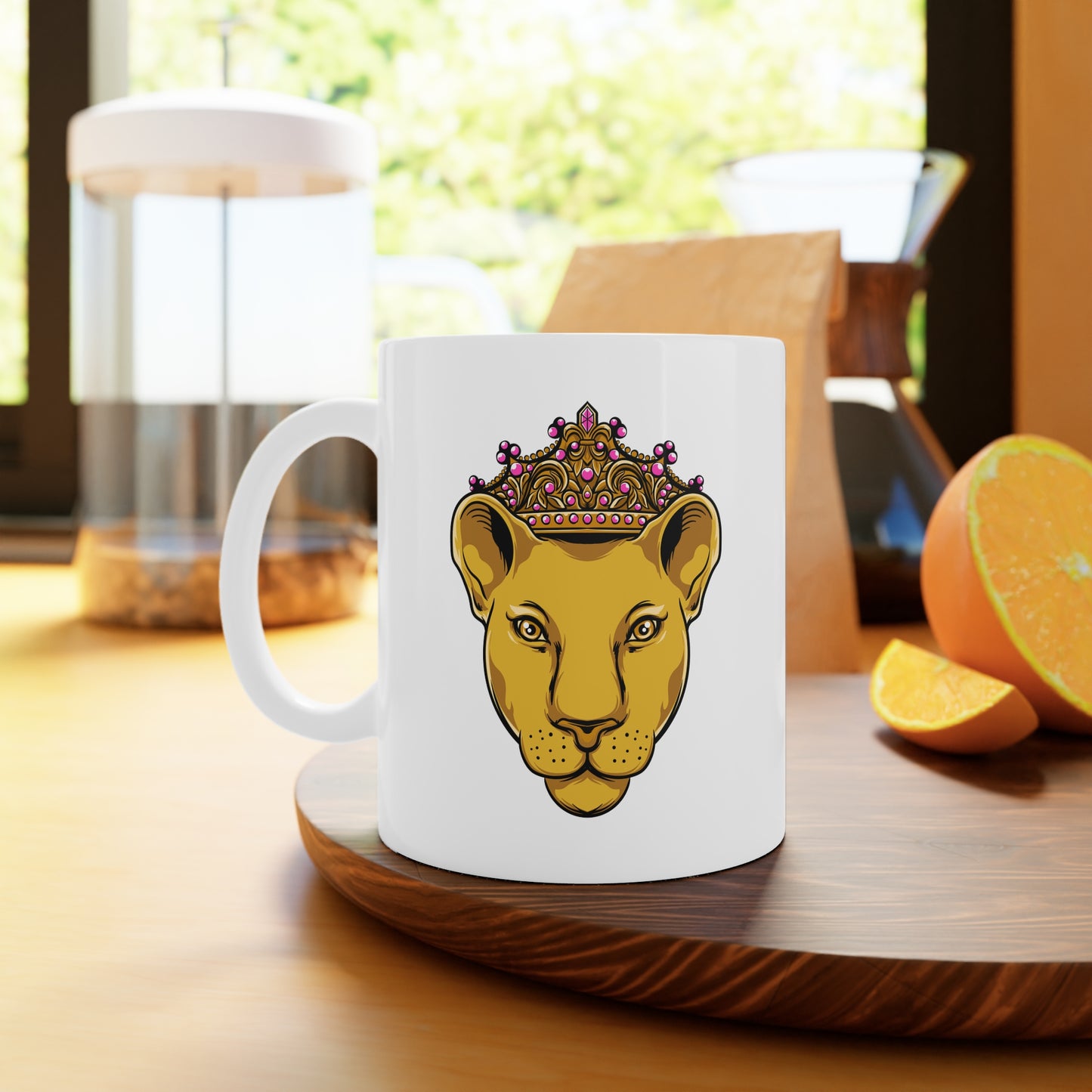 LIONESS White Ceramic Mug, 11oz and 15oz