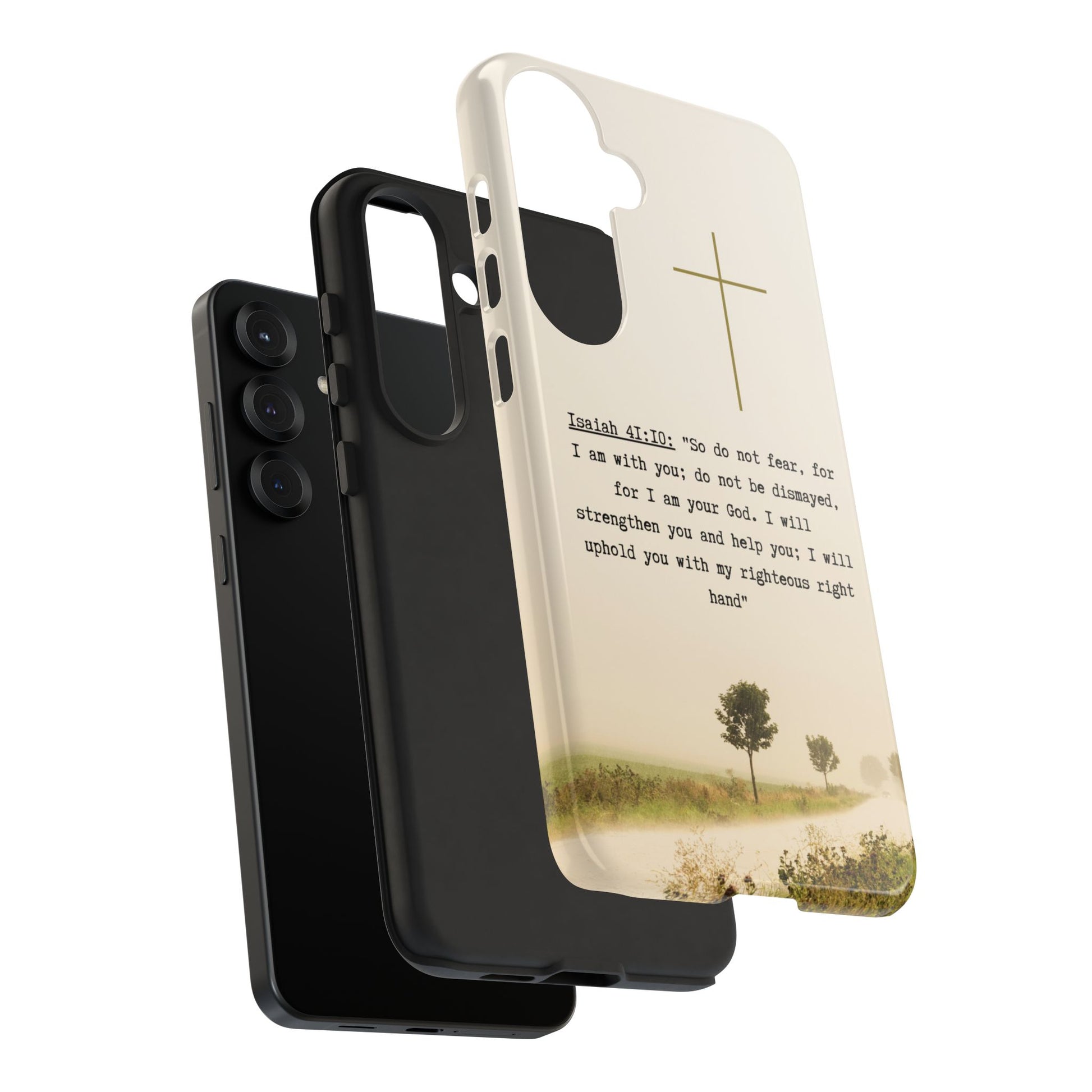 Christian Cross Phone Case with Isaiah 41:10 —The Original, Inspirational Protective iPhone Cover