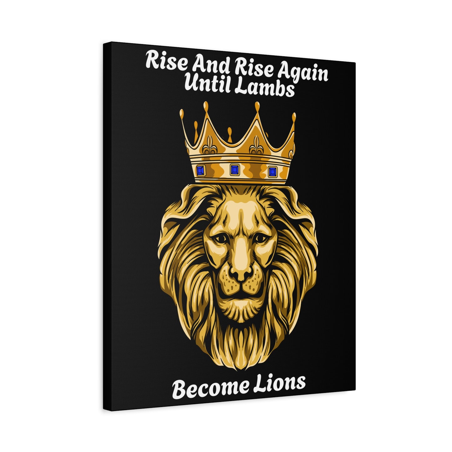 Gold Lion Canvas Art – Styrke, tro og vedholdenhed - sort baggrund