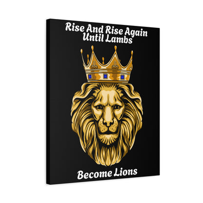 Gold Lion Canvas Art – Styrke, tro og vedholdenhed - sort baggrund