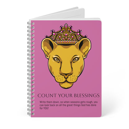 Inspirational A5 Notebook - "Count Your Blessings" - Softcover Wirobound Journal for Reflection and Gratitude