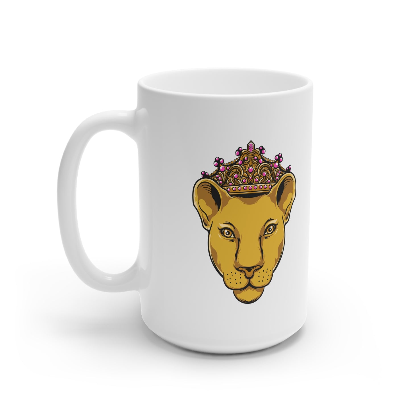 LIONESS White Ceramic Mug, 11oz and 15oz