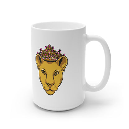 LIONESS White Ceramic Mug, 11oz and 15oz