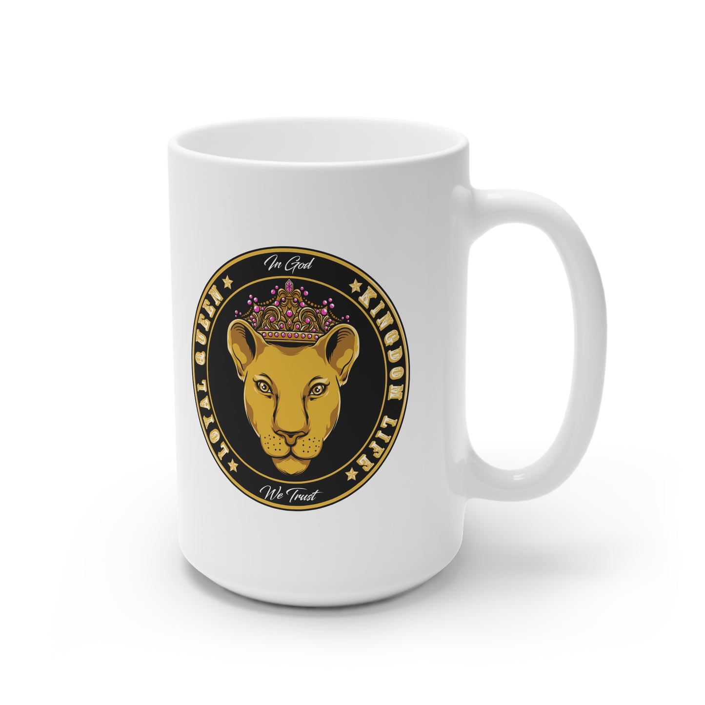 Taza de cerámica blanca LOYAL QUEEN, 11 oz y 15 oz