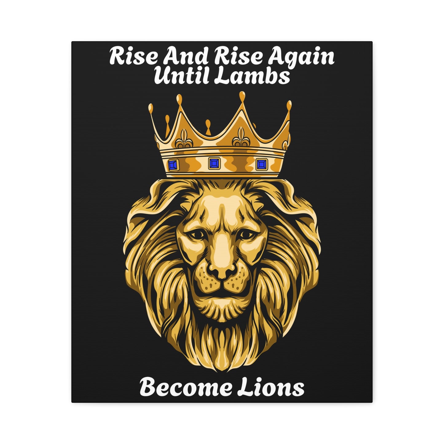 Gold Lion Canvas Art – Styrke, tro og vedholdenhed - sort baggrund