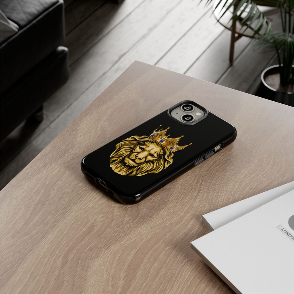 GOLD LION – Black Protective Phone Case | The Original Faithwear - you are strong and courages