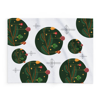 Cozy Arctic Fleece Blanket with Holiday Ornaments Design