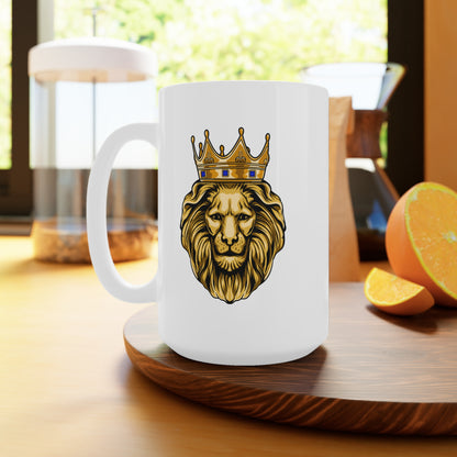 Taza de cerámica blanca GOLD LION, 11 oz y 15 oz