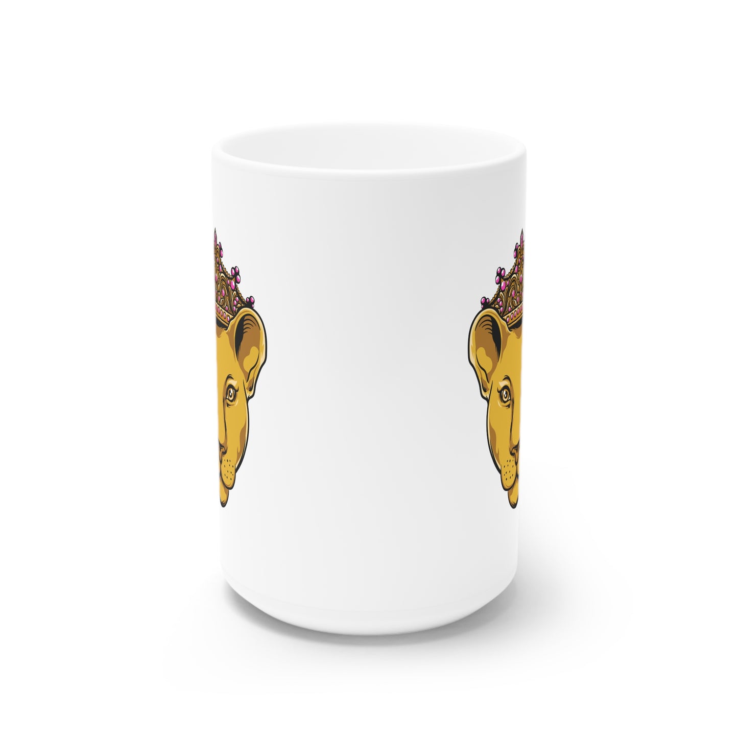 LIONESS White Ceramic Mug, 11oz and 15oz