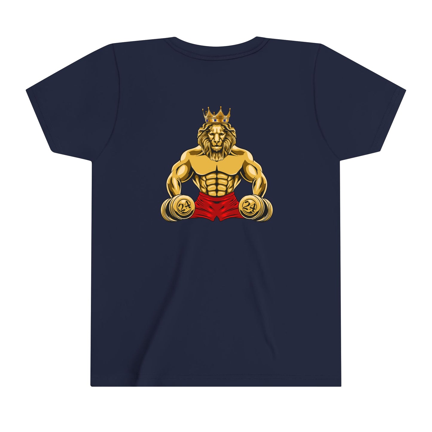 MUSCLE LION (red shorts)Youth Tee - Be Strong and Courageous