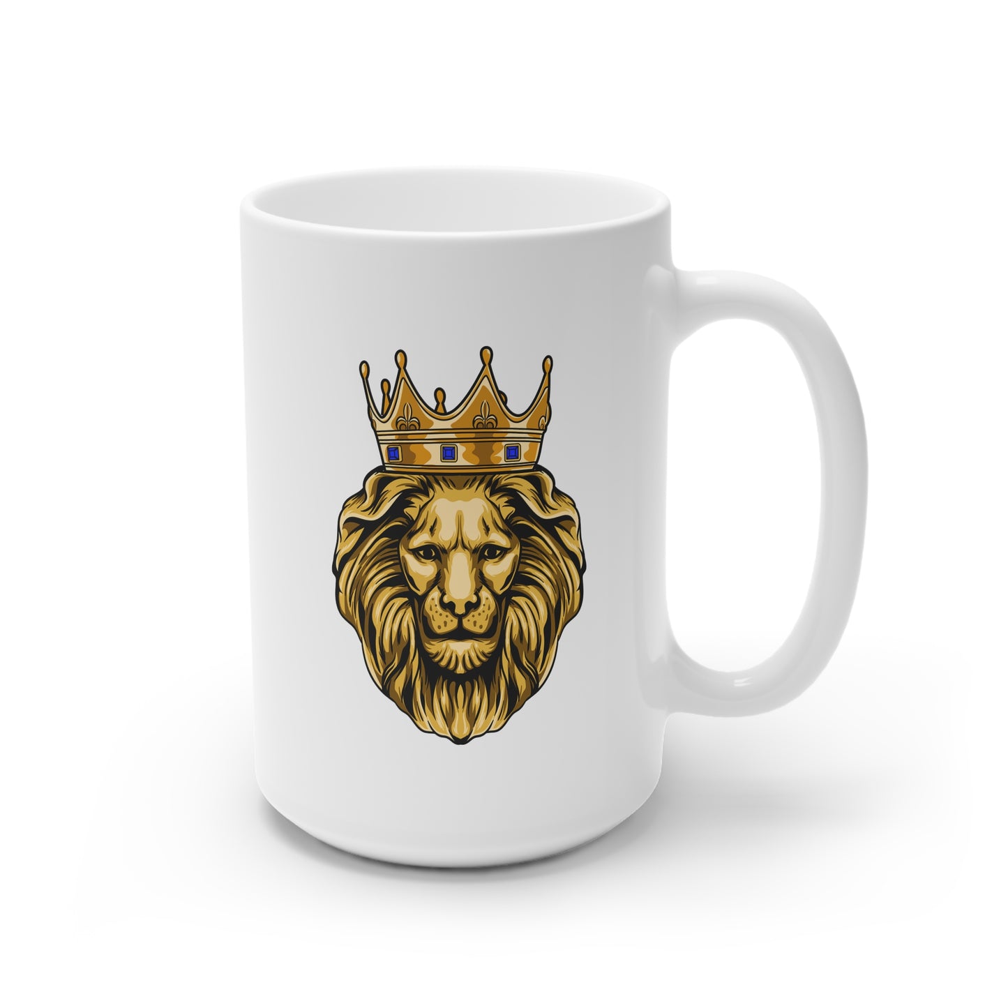 Taza de cerámica blanca GOLD LION, 11 oz y 15 oz