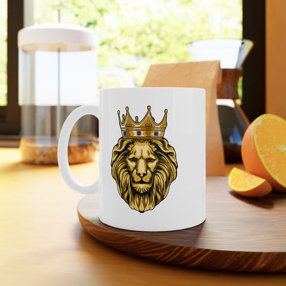 Taza de cerámica blanca GOLD LION, 11 oz y 15 oz