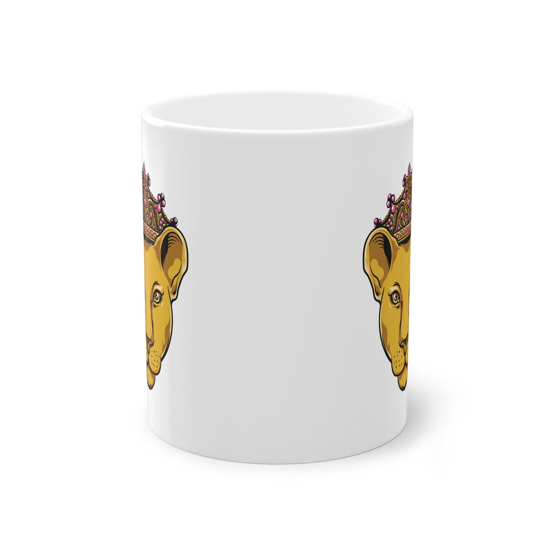 Taza de cerámica blanca LIONESS | The Original Faithwear: sé audaz y fuerte 