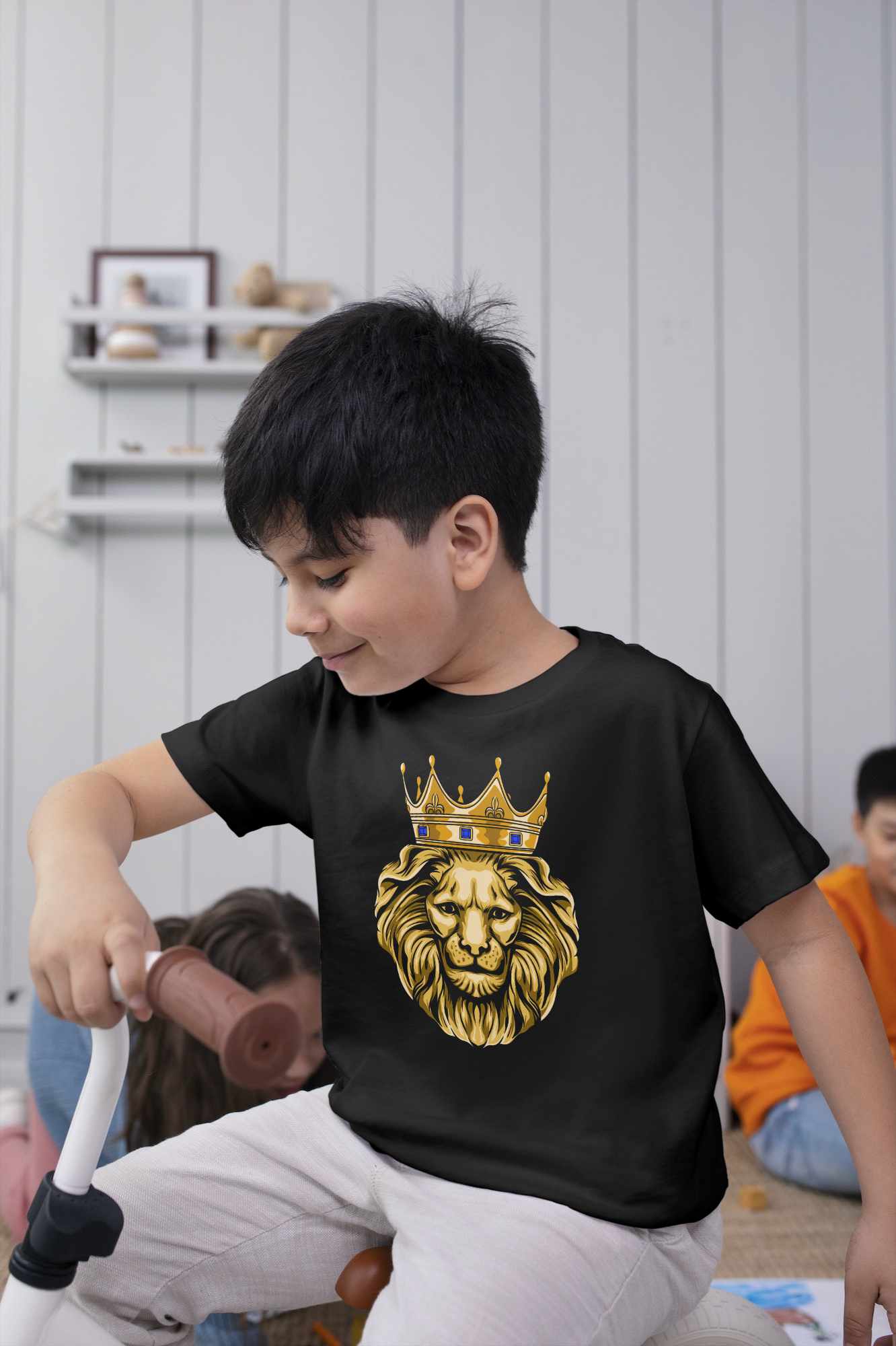 GOLD LION sort drenge T-shirt