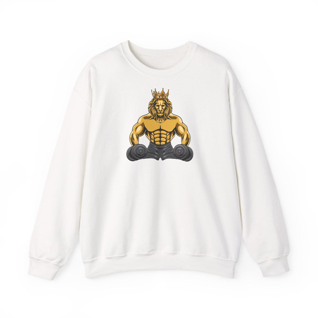 MUSCLE LION (grey) Sweatshirt - faith living, be strong and courages