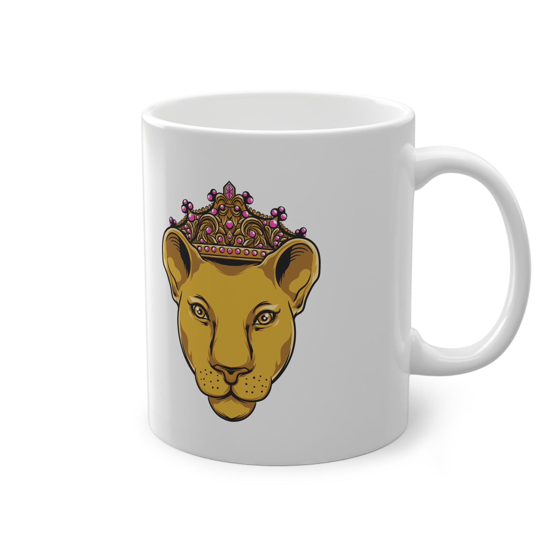 Taza de cerámica blanca LIONESS | The Original Faithwear: sé audaz y fuerte 