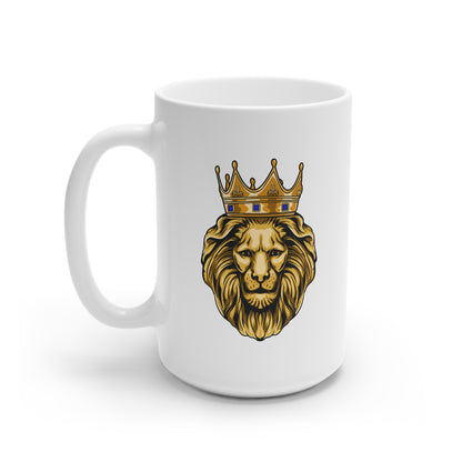 Taza de cerámica blanca GOLD LION, 11 oz y 15 oz