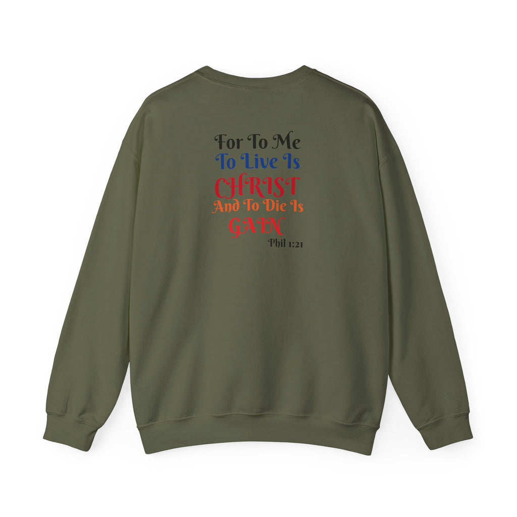 BOLD LINES: To Live Is… Filipperbrevet 1:21 – Kristen Unisex Sweatshirt | The Original