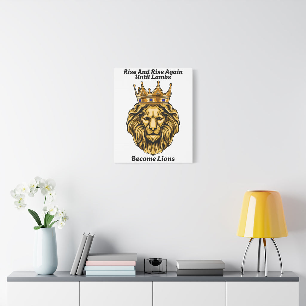 Impresión en lienzo GOLD LION | Arte mural con león real | Decoración en lienzo mate estirado