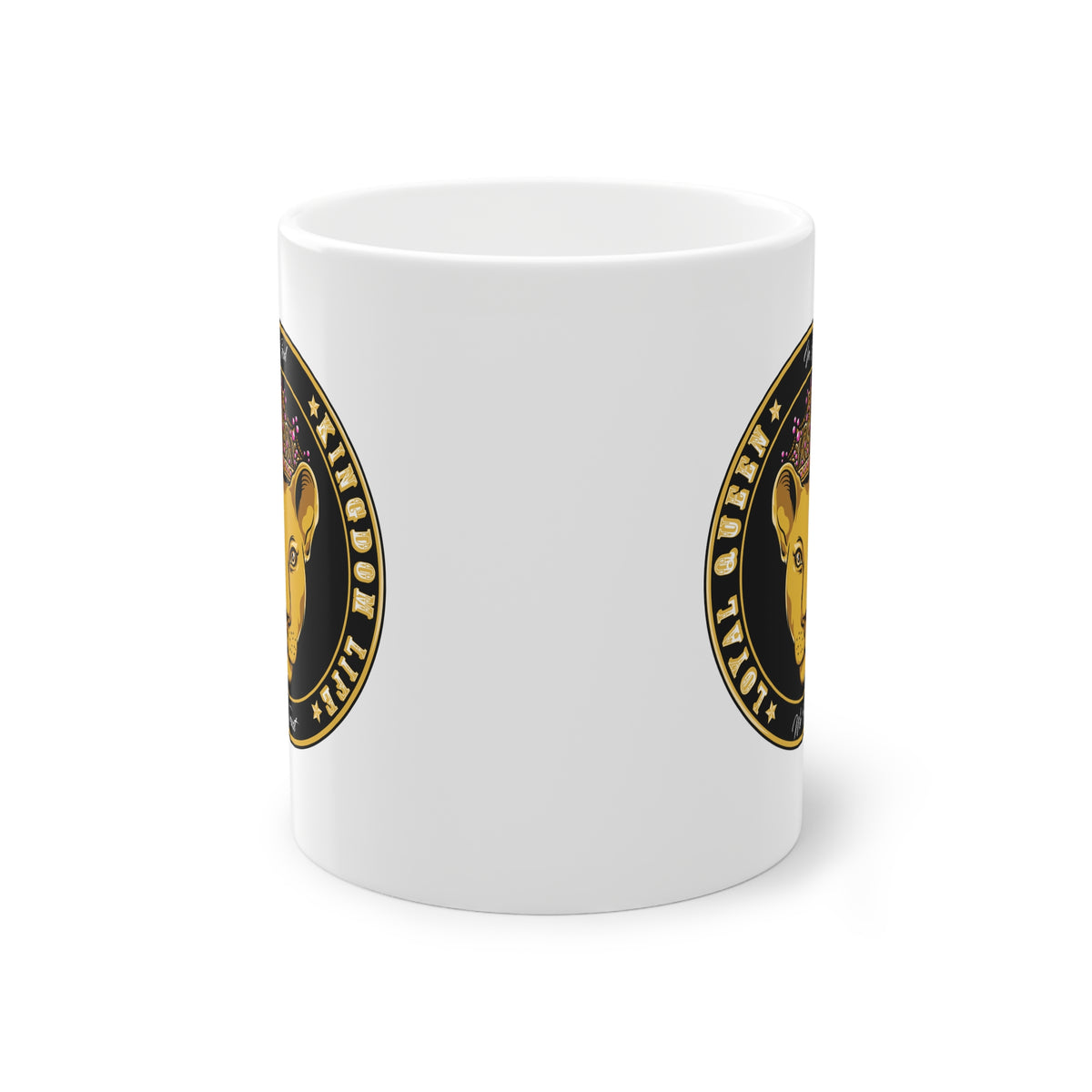 Taza de cerámica blanca con la frase "LOYAL QUEEN" – Faithwear by The Original