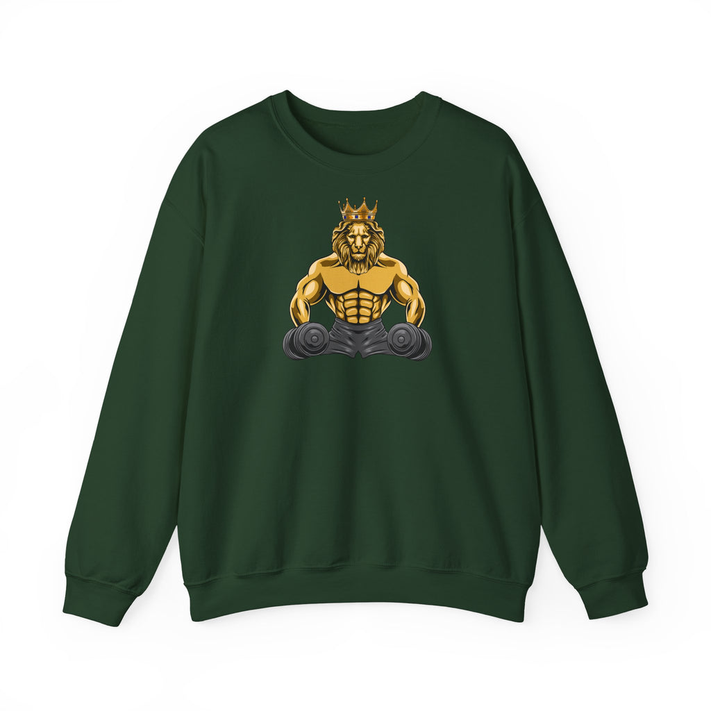MUSCLE LION (grey) Sweatshirt - faith living, be strong and courages