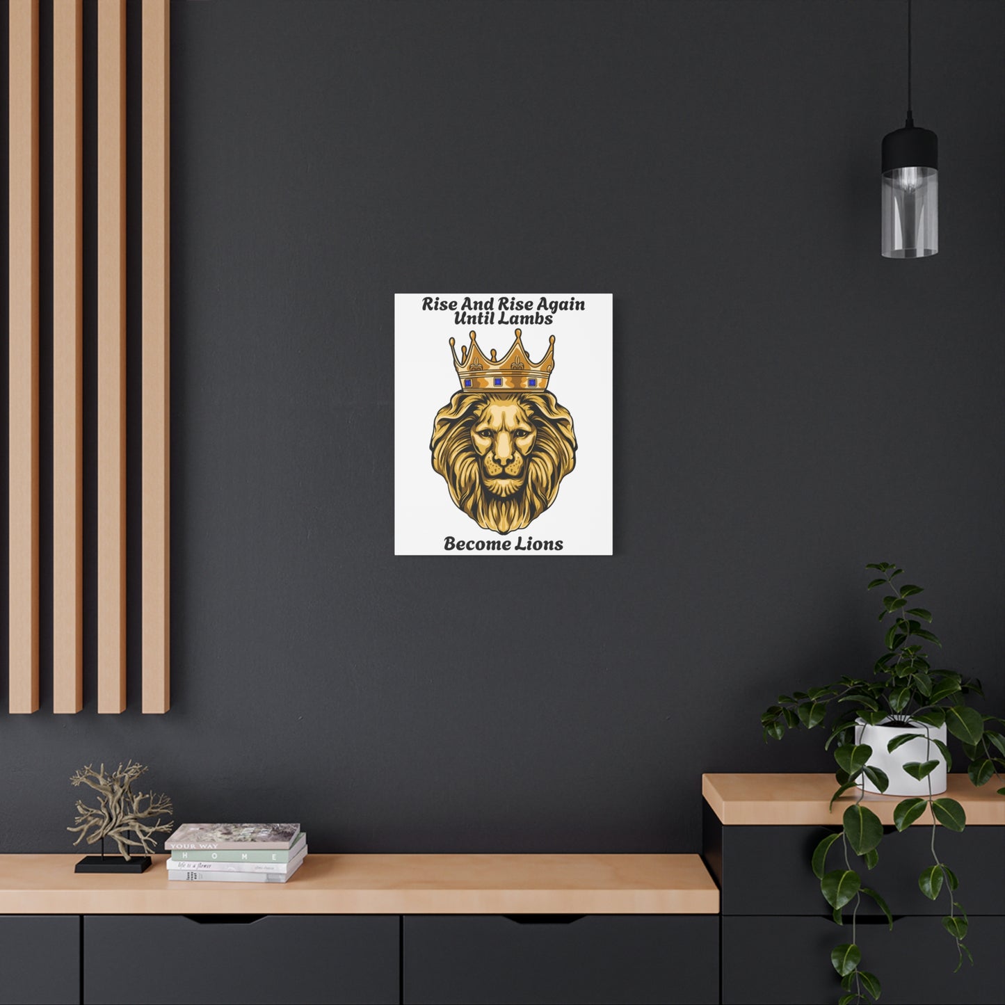 GOLDENER LÖWE Leinwanddruck | Königliche Löwen-Wandkunst | Gespanntes, mattes Leinwanddekor