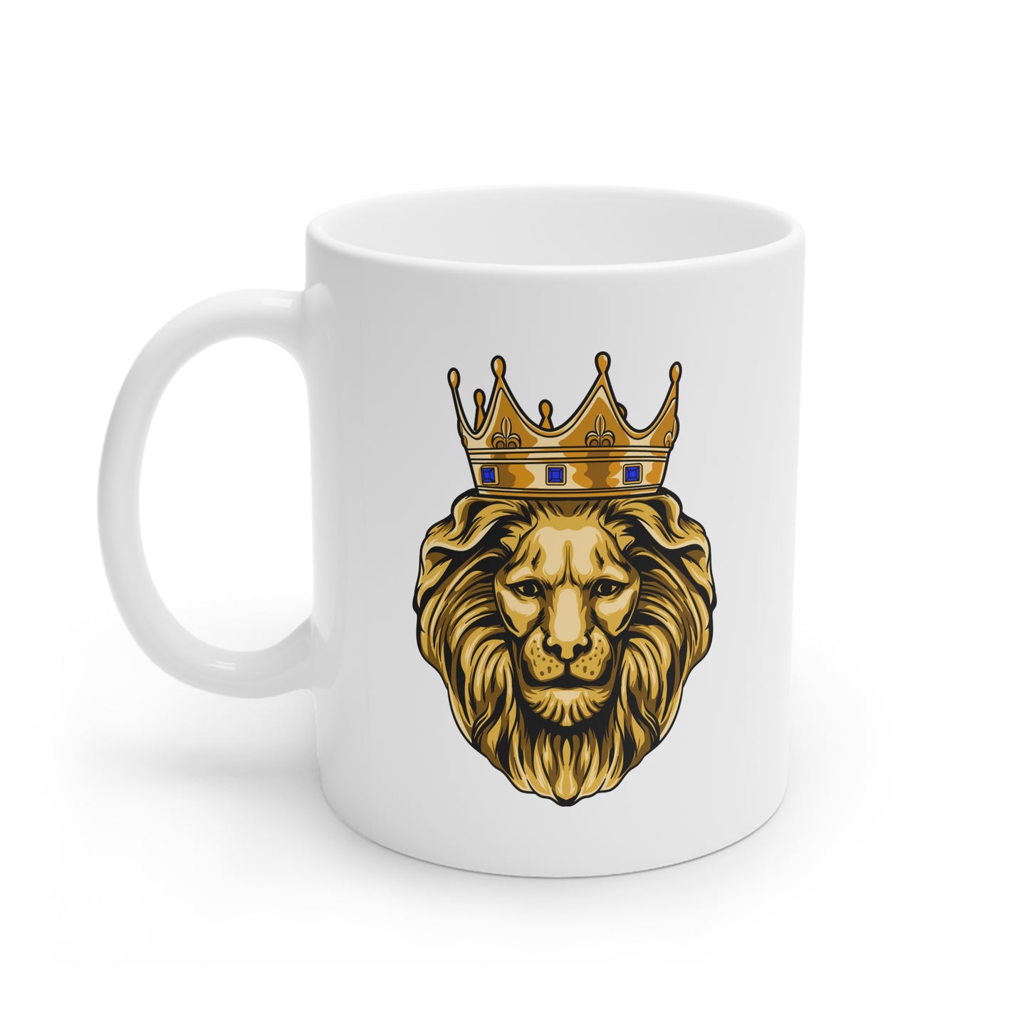 Taza de cerámica blanca GOLD LION, 11 oz y 15 oz