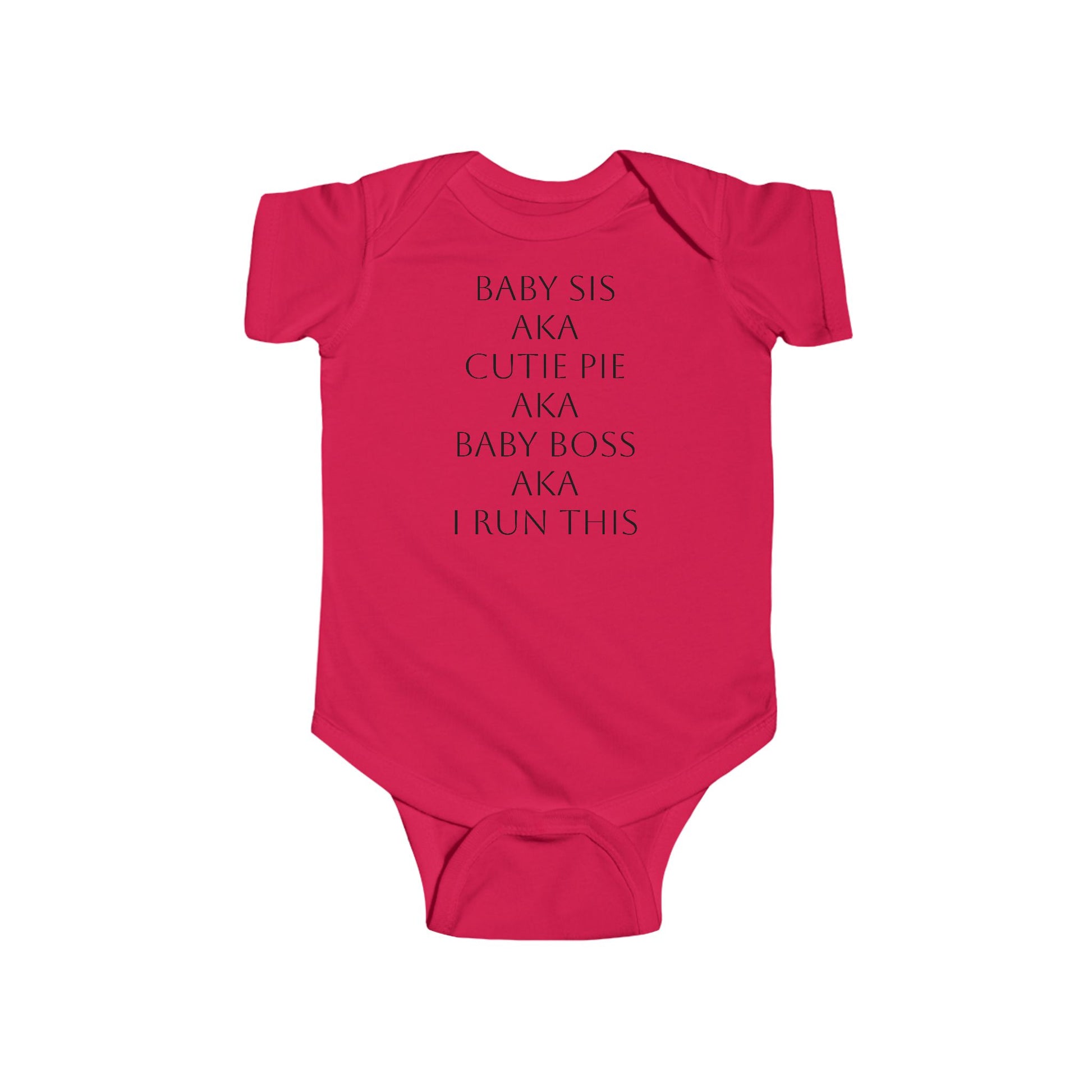 Red baby bodysuit with BOLD LINES faith design – front view