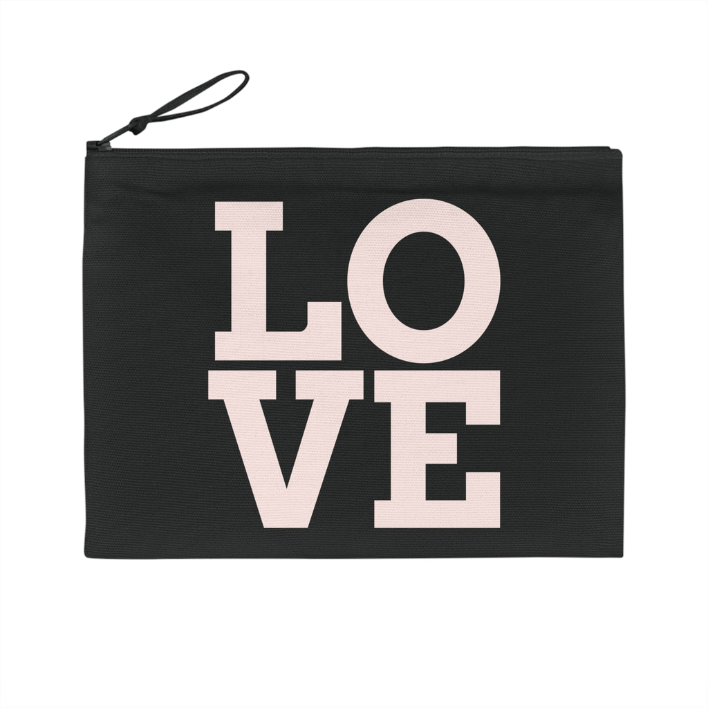 LOVE is printed on black bag